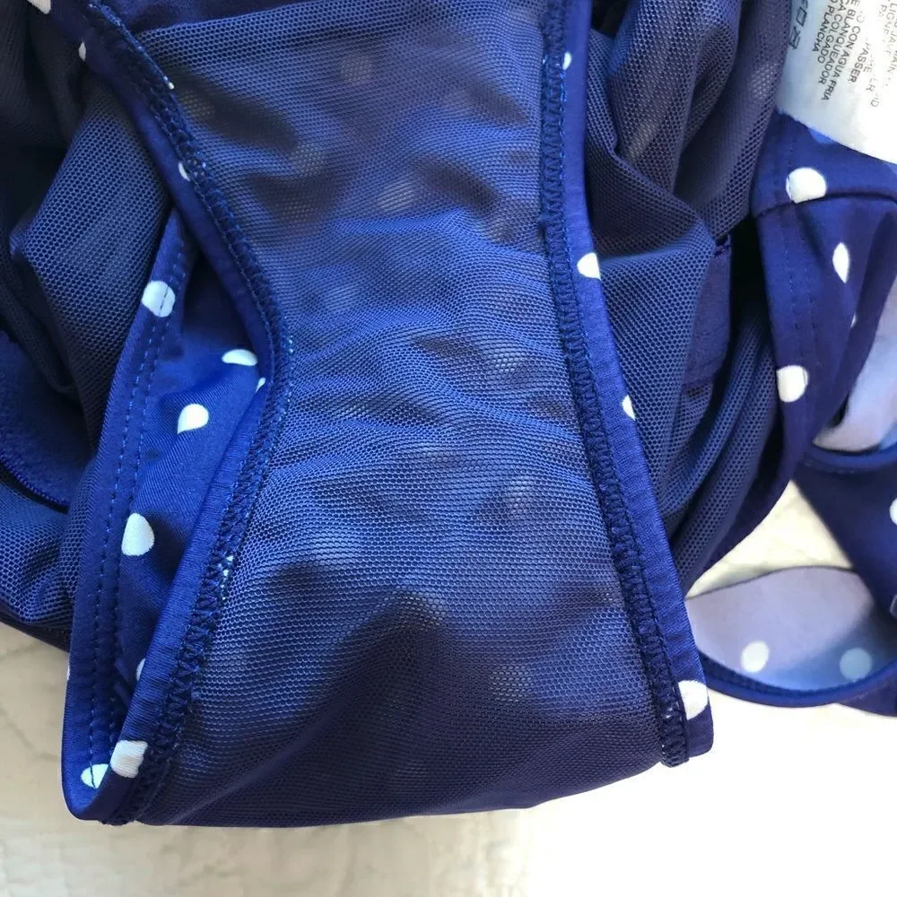 Jones New York Blue Polka Dot One Piece Swimsuit Size Medium